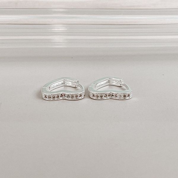 Argola Click Coração Cristal Paty P Prata 925 