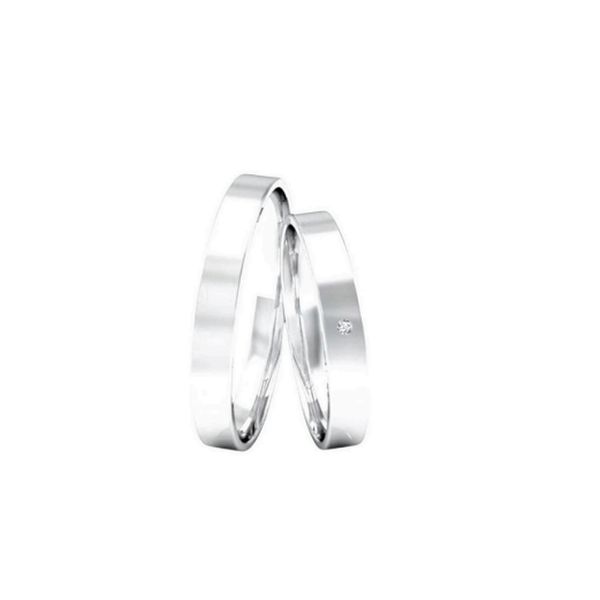 Par Aliança de Prata Clássica Com Zircônia 3mm 