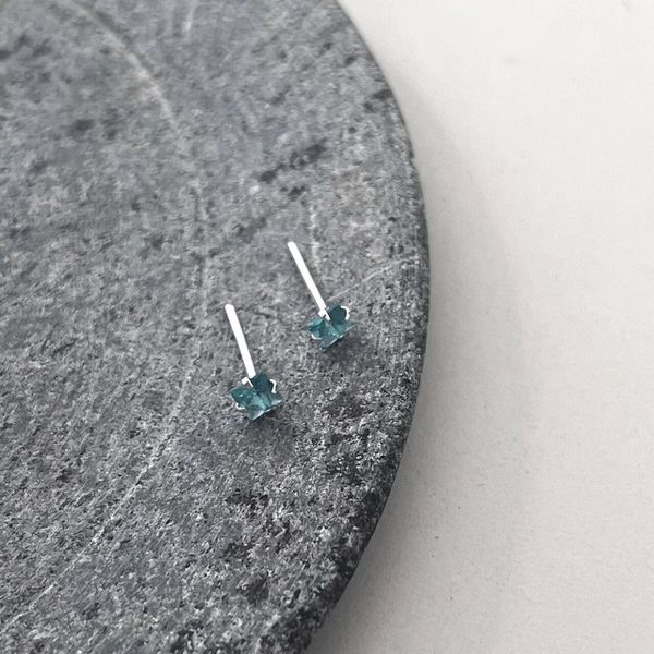Brinco Carre Verde Turmalina 3mm Prata 925
