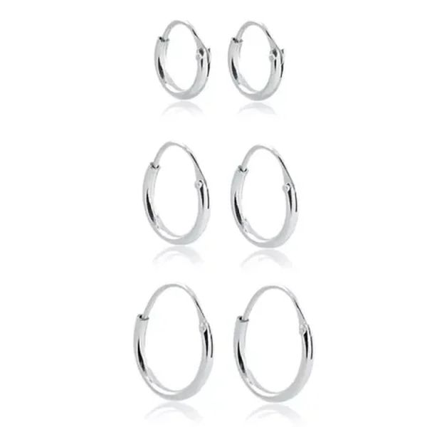 Trio de Argola Lisa Prata 925 