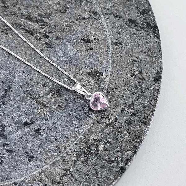 Colar Coração Rosa 6mm Prata 925