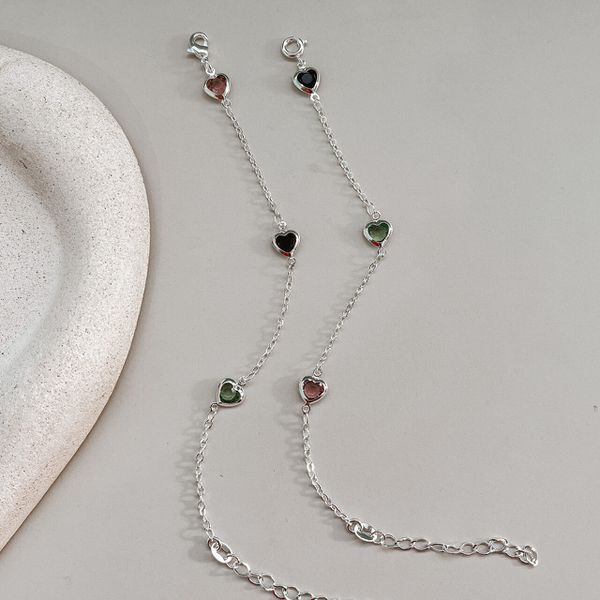 Pulseira Coração Colorido Prata 925