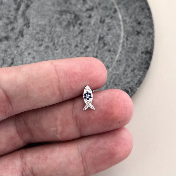 Piercing Tragus Olho Grego Cravejado Prata 925