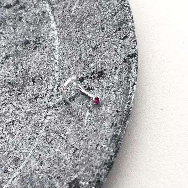Piercing de Nariz Rosa Prata 925 