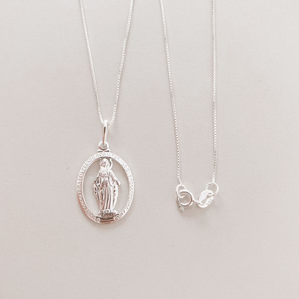 Colar Nossa Senhora Das Graças Prata 925