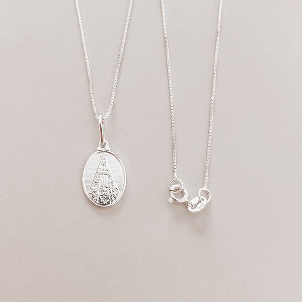 Colar Nossa Senhora Medalha Prata 925