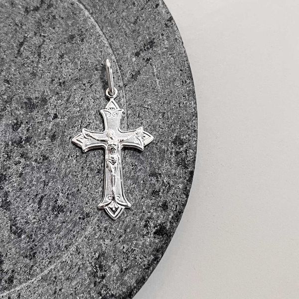 Pingente Cruz Cristo Trabalhada Prata 925