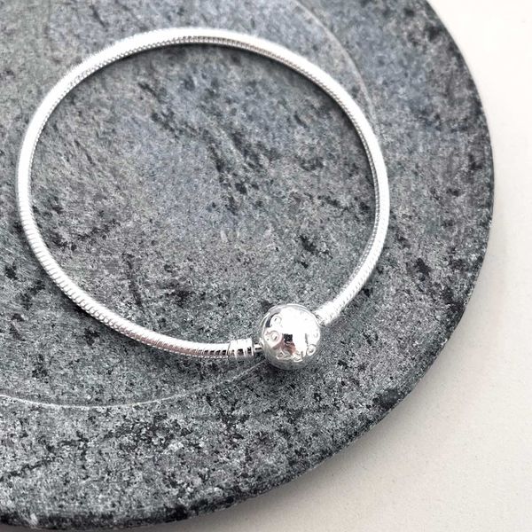 Pulseira Para Berloque Fecho Redondo Prata 925