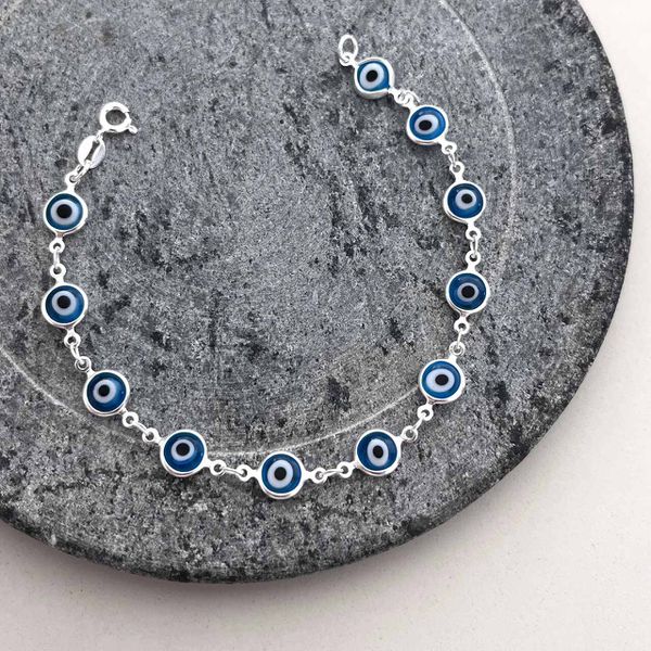 Pulseira Olho Grego Azul Blu Prata 925