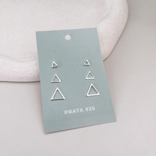 Trio Triangulo Vazado Prata 925 
