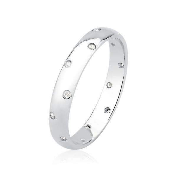Anel Cravejado Cristal Viena Prata 925
