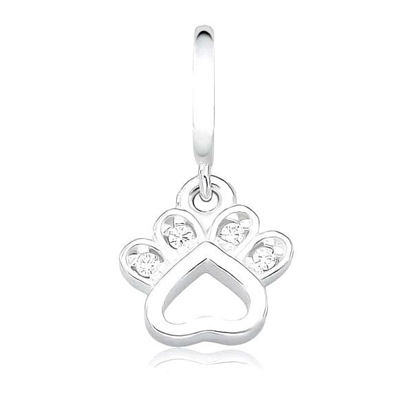 Berloque Pata De Cachorro Cristal Prata 925