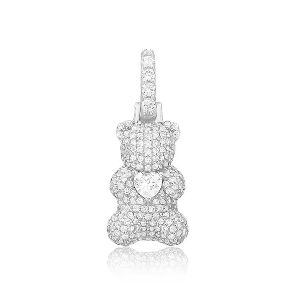 Pingente Urso Cravejado Cristal Prata 925