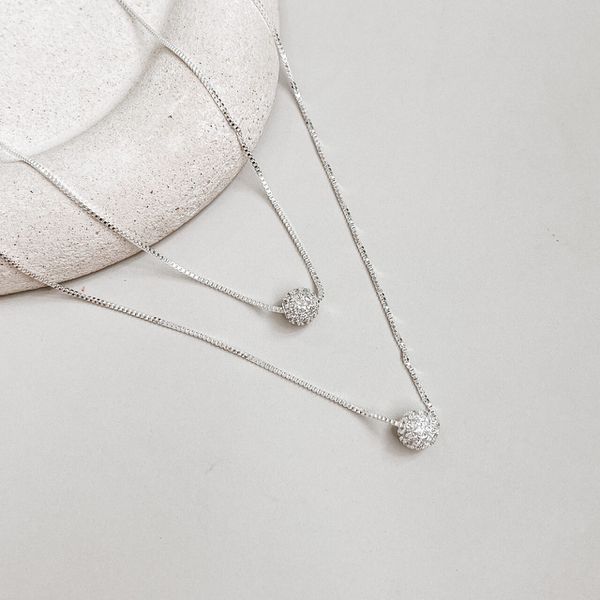 Colar Bolinha Cravejada Prata 925