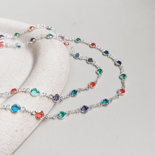 Choker Pedras Coloridas Prata 925