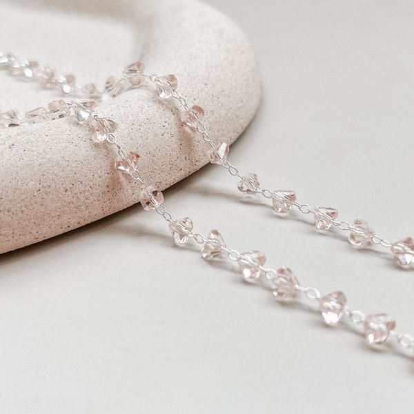 Pulseira Cristal Rosa Prata 925