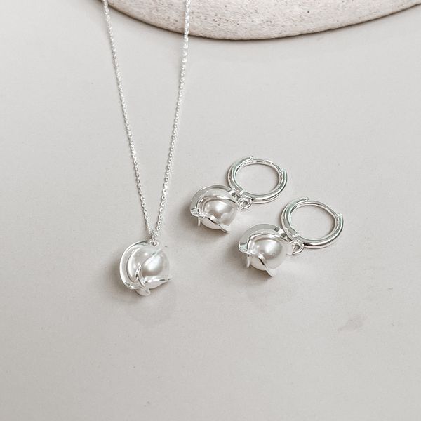 Conjunto Perolas Prata 925