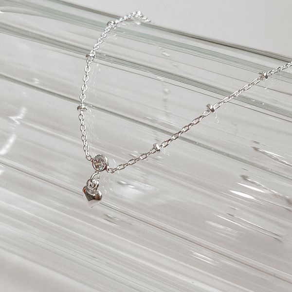 Tornozeleira shain coração Prata 925