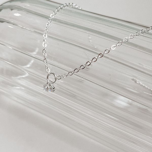 Tornozeleira Cubos Zirconia Prata 925