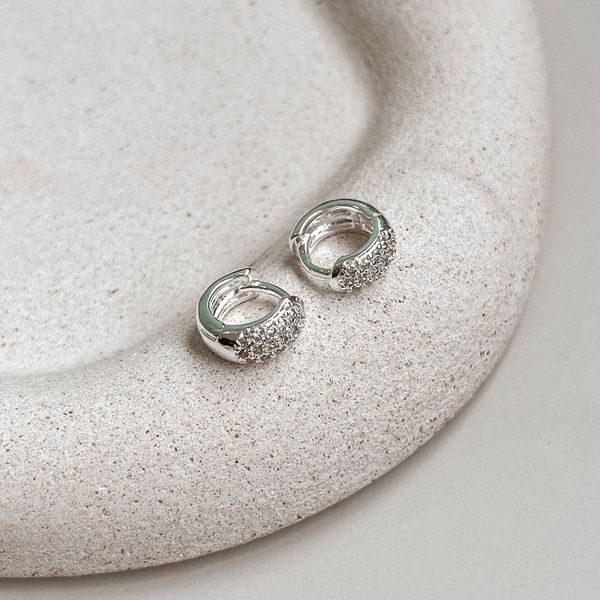 Brinco Argola Click Cravejada Prata 925