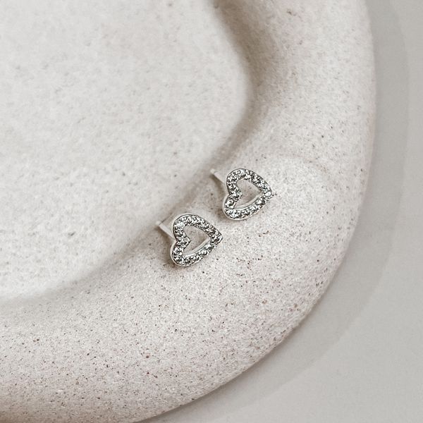 Brinco Coração Cravejado Prata 925