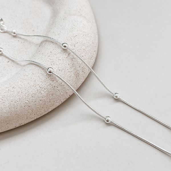 Pulseira Rabo De Rato Com Bolinhas Prata 925