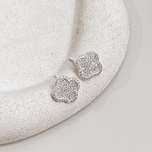 Brinco Trevo Cravejado Prata 925