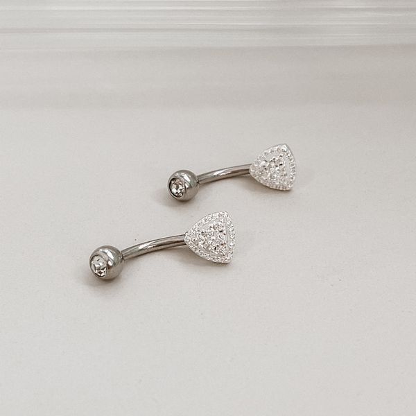 Piercing Umbigo Triângulo Cravejado Prata 925