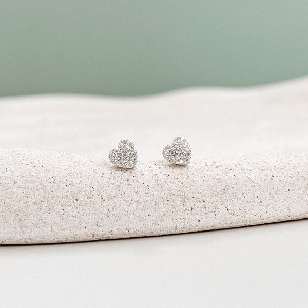 Piercing Labret Coração Cravejado Prata 925 