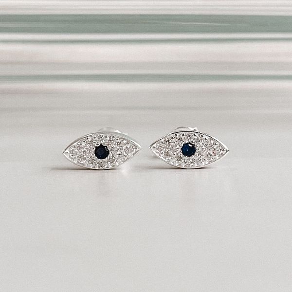 Brinco Olho Grego Cristal Cravejado Prata 925