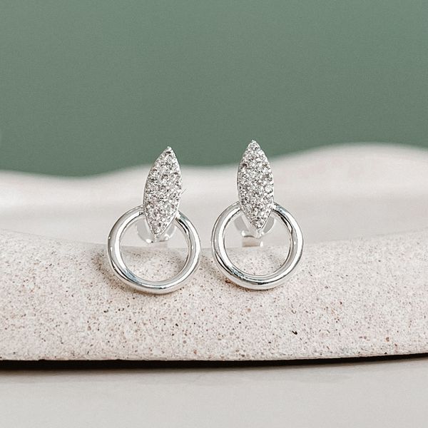 Brinco Circulo Navete Cristal 925 