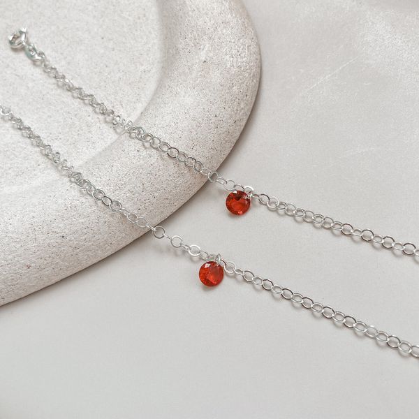 Pulseira Ponto De Luz Vermelho Prata 925 