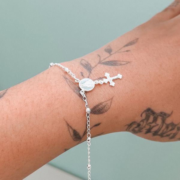 Pulseira Terço Prata 925 