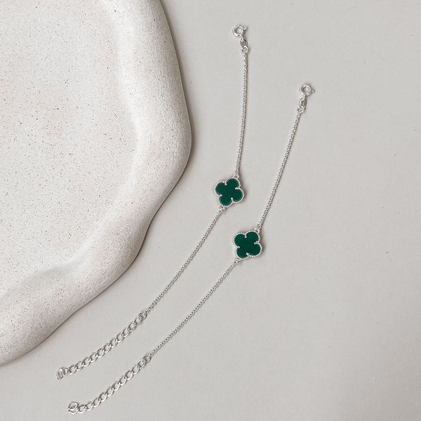 Pulseira Trevo Verde Prata 925 