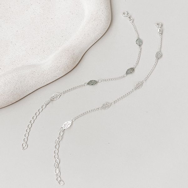 Pulseira Folhagem Prata 925 