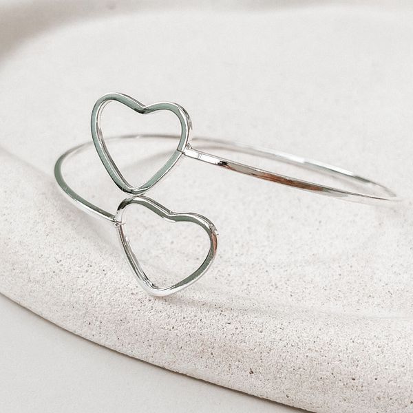 Bracelete Corações Liso Prata 925 