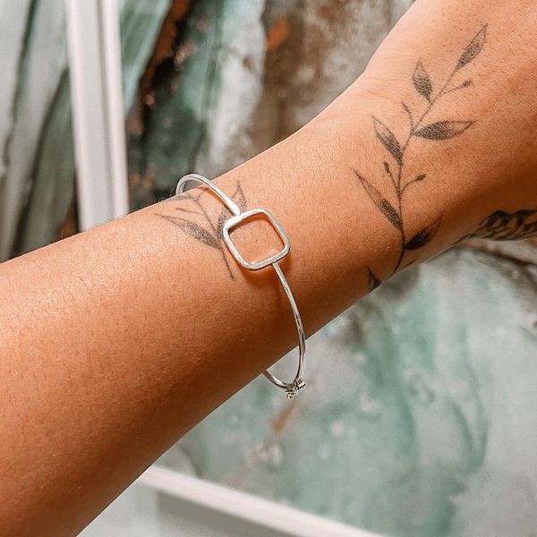 Bracelete Quadrado Liso Prata 925 