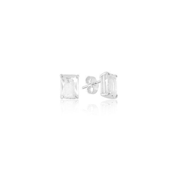 Brinco Quadrado Cristal Prata 925
