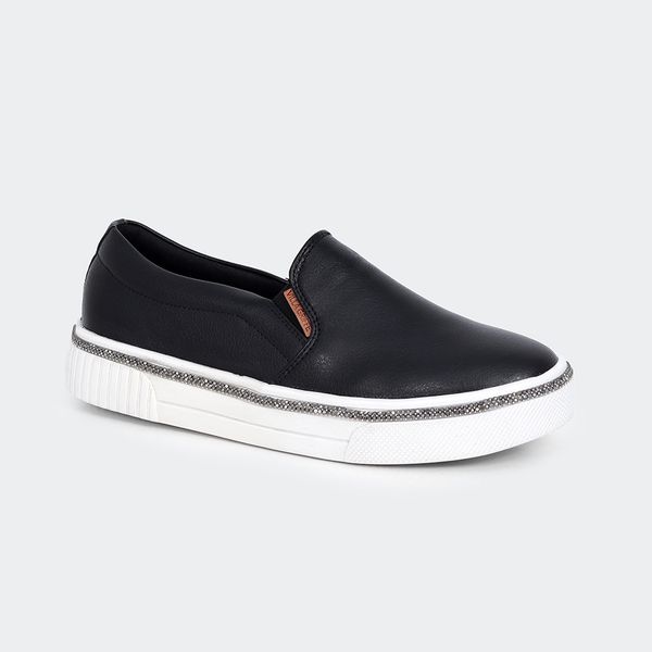 Tênis Villa Griffe Slip on Strass Preto