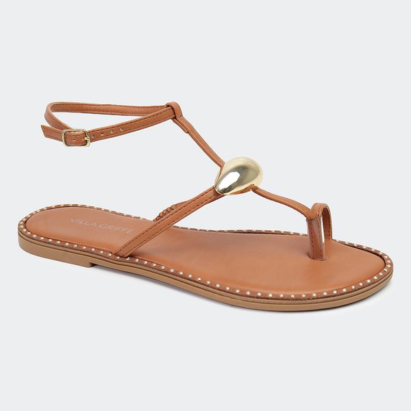 Rasteira Mirela Camel Villa Griffe 