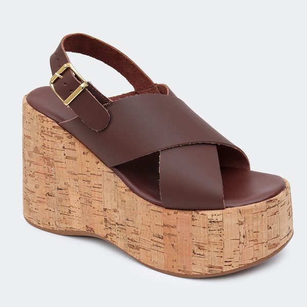 Sandália Flatform Jordana Café Villa Griffe 