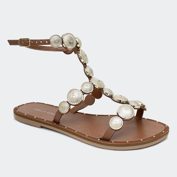 Rasteira Catarina Camel Villa Griffe 