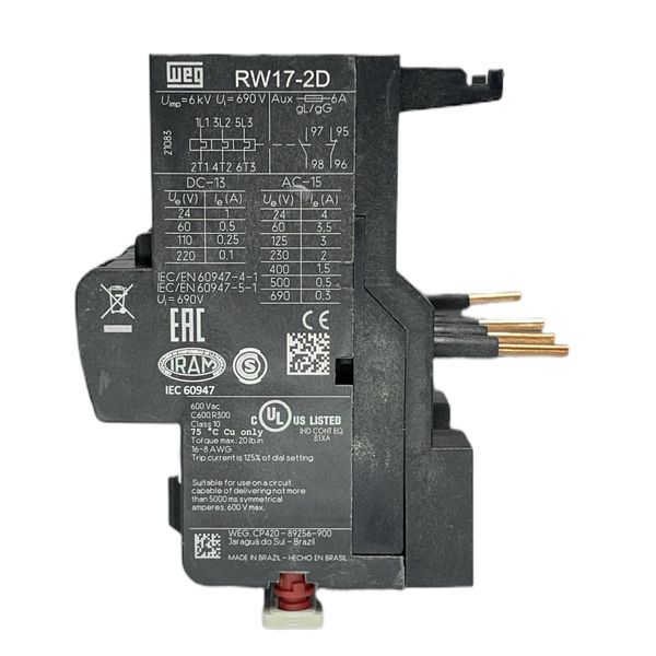 Rele De Sobrecarga Mini Weg 10-15A RW17-2D3-U015 12450911
