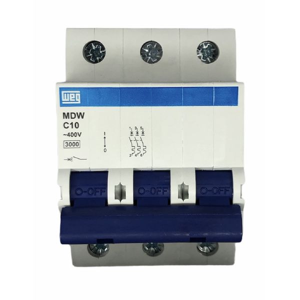 Disjuntor Tripolar Weg Din 10a Curva C 3KA MDW-C10-3