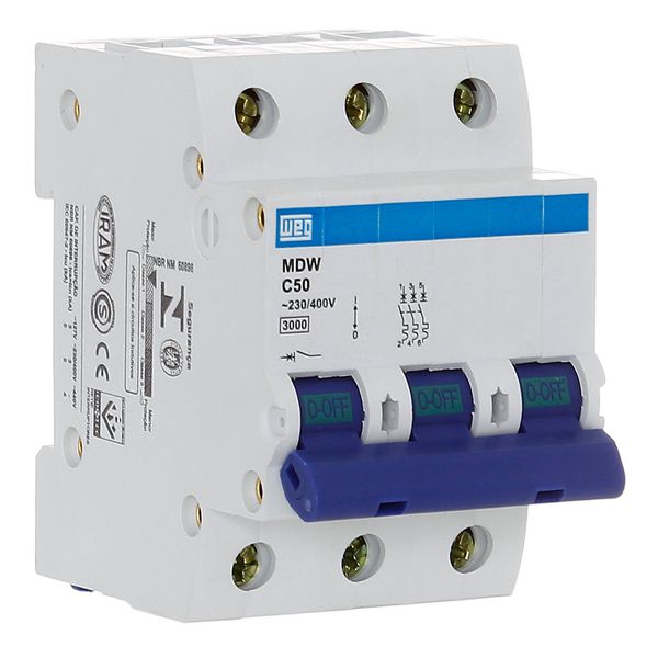 Disjuntor Tripolar Weg 50a Curva C 3KA Mdw-c50-3