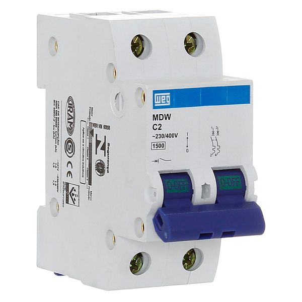 Disjuntor Bipolar Weg Din 02a Curva C 3ka MDW-C2-2