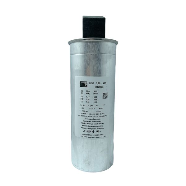 Unidade Capacitiva Monofásica Weg 5Kvar 220V 60Hz UCW5V25