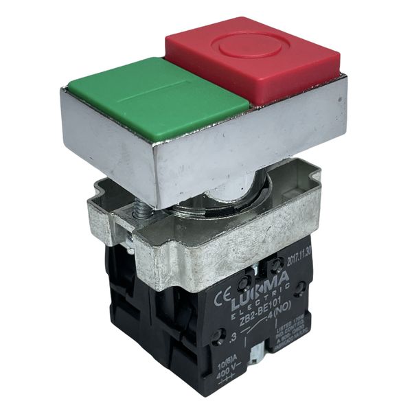 Botão Duplo Metálico 22mm 1na + 1nf Verde/Vermelho Lukma