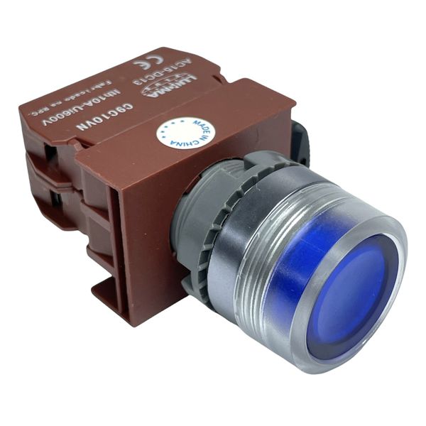 Botão Faceado Azul 22mm 1na + Bloco de Iluminação 220V