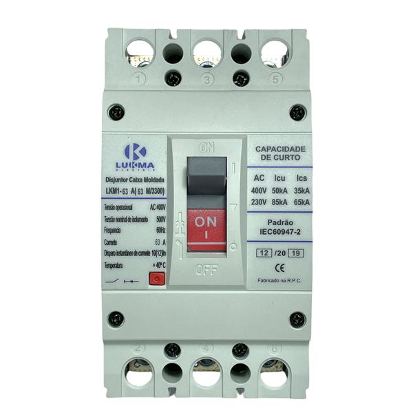 Disjuntor Caixa Moldada 63A 220-85KA/400-50KA Lukma